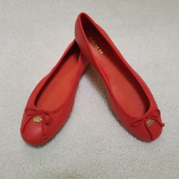 NWOT Coach florabelle red ballerina flats sz8 - Picture 1 of 9